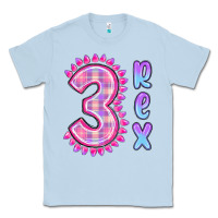 Dusty Blue 3 rex pink dinosaur Classic Tee - MaliasSmallBusiness
