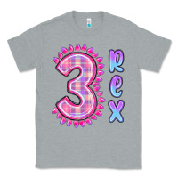 Heather Grey 3 rex pink dinosaur Classic Tee - MaliasSmallBusiness
