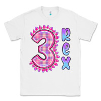 White 3 rex pink dinosaur Classic Tee - MaliasSmallBusiness
