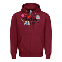 Burgundy teacher heart Zipper Hoodie - MaliasSmallBusiness