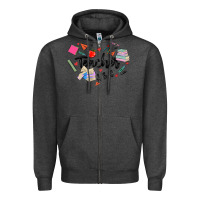 Charcoal Heather teacher heart Zipper Hoodie - MaliasSmallBusiness