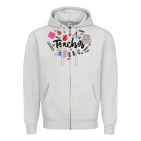 Dove Grey teacher heart Zipper Hoodie - MaliasSmallBusiness