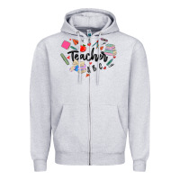 Heather Grey teacher heart Zipper Hoodie - MaliasSmallBusiness