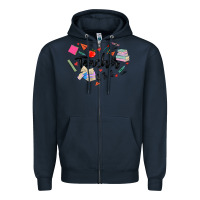 Navy teacher heart Zipper Hoodie - MaliasSmallBusiness