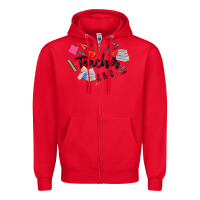 Red teacher heart Zipper Hoodie - MaliasSmallBusiness