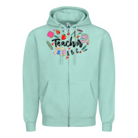Seafoam teacher heart Zipper Hoodie - MaliasSmallBusiness