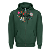 Sports Green teacher heart Zipper Hoodie - MaliasSmallBusiness
