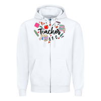 White teacher heart Zipper Hoodie - MaliasSmallBusiness