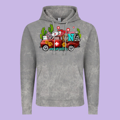 Cna Nurse Truck With Cactus And Sunflowers Vintage Hoodie Designed By Adodesignshop