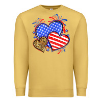 Antique Gold American flag leopard hearts Premium Sweatshirt - Neo Western