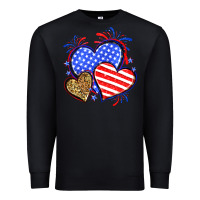 Black American flag leopard hearts Premium Sweatshirt - Neo Western