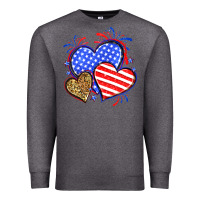Charcoal Heather American flag leopard hearts Premium Sweatshirt - Neo Western