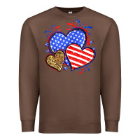 Chestnut American flag leopard hearts Premium Sweatshirt - Neo Western