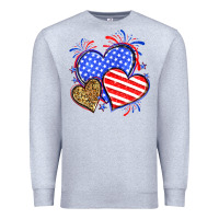 Heather Grey American flag leopard hearts Premium Sweatshirt - Neo Western