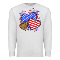 Oatmeal Heather American flag leopard hearts Premium Sweatshirt - Neo Western