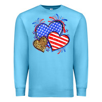 Ocean Blue American flag leopard hearts Premium Sweatshirt - Neo Western