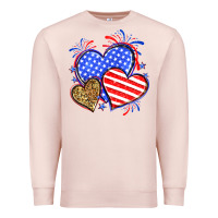 Pale Pink American flag leopard hearts Premium Sweatshirt - Neo Western