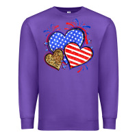 Purple American flag leopard hearts Premium Sweatshirt - Neo Western