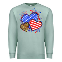 Seafoam American flag leopard hearts Premium Sweatshirt - Neo Western