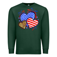 Sports Green American flag leopard hearts Premium Sweatshirt - Neo Western