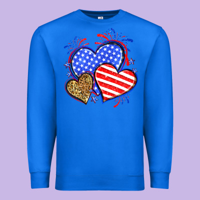 American Flag Leopard Hearts Premium Sweatshirt Designed By Neo Western
