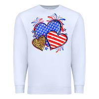White American flag leopard hearts Premium Sweatshirt - Neo Western