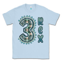 Dusty Blue 3 rex green dinosaur Classic Tee - MaliasSmallBusiness