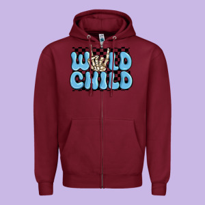Wild Child Blue Skeleton Zipper Hoodie Designed By Maliassmallbusiness