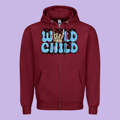Zipper Hoodie wild child blue skeleton