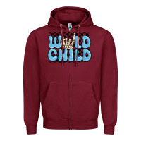 Burgundy wild child blue skeleton Zipper Hoodie - MaliasSmallBusiness
