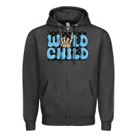Charcoal Heather wild child blue skeleton Zipper Hoodie - MaliasSmallBusiness
