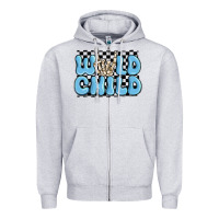 Heather Grey wild child blue skeleton Zipper Hoodie - MaliasSmallBusiness