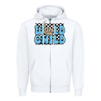 White wild child blue skeleton Zipper Hoodie - MaliasSmallBusiness