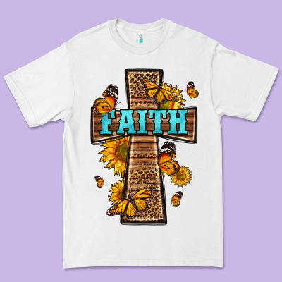 Western Faith Cross Butterfly Premium Tee Designed By Lillyallendesigns
