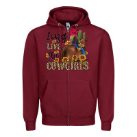 Burgundy long live the cowgirls Zipper Hoodie - MaliasSmallBusiness