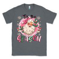 Charcoal Heather pink santa 'tis the season Classic Tee - MaliasSmallBusiness