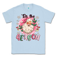 Dusty Blue pink santa 'tis the season Classic Tee - MaliasSmallBusiness