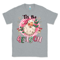 Heather Grey pink santa 'tis the season Classic Tee - MaliasSmallBusiness