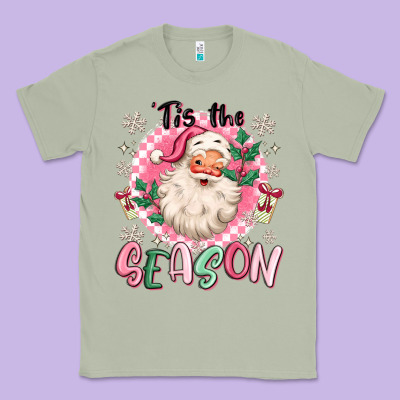 Classic Tee pink santa 'tis the season