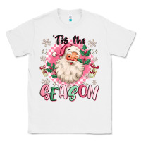 White pink santa 'tis the season Classic Tee - MaliasSmallBusiness