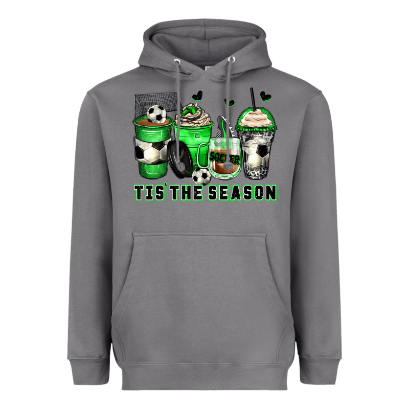 Tis' The Season Soccer Coffee Cups Heavyweight Hoodie by Zillion Design Studio | Teevron