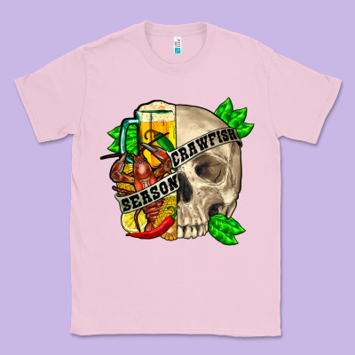 Skull Crawfish Season Classic Tee Designed By Fadigitalartstudio