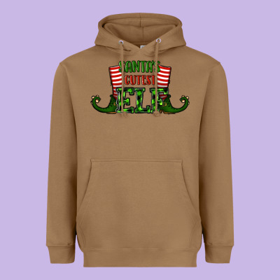 Santa's Cutest Elf Christmas Heavyweight Hoodie Designed By Ranaportraitstore