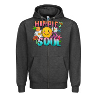 Charcoal Heather hippie soul Zipper Hoodie - MaliasSmallBusiness