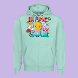 Hippie Soul Zipper Hoodie Designed By Maliassmallbusiness