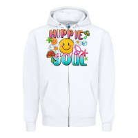 White hippie soul Zipper Hoodie - MaliasSmallBusiness