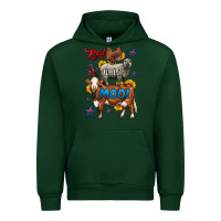 Forest Green red white moo farm animals 4th of july Urban Hoodie - LillyAllenDesigns