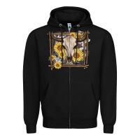 Black western bull skull Zipper Hoodie - MaliasSmallBusiness