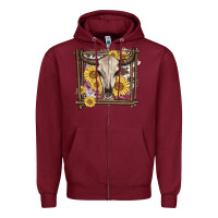 Burgundy western bull skull Zipper Hoodie - MaliasSmallBusiness