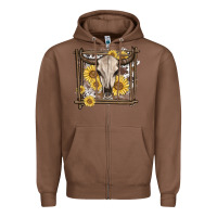 Chestnut western bull skull Zipper Hoodie - MaliasSmallBusiness